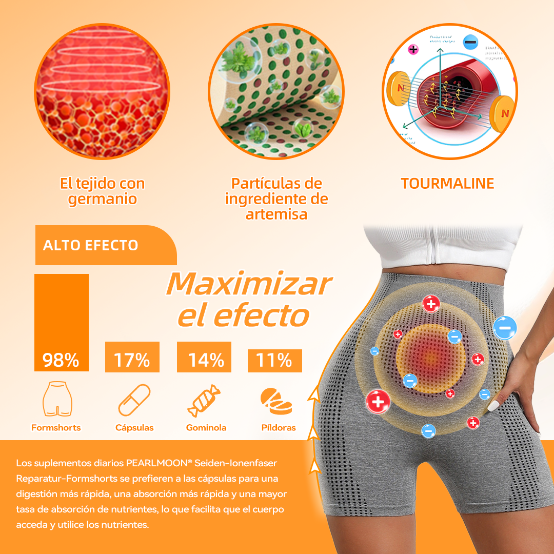 【Tienda Oficial de la Marca】🍀𝐏𝐄𝐀𝐑𝐋𝐌𝐎𝐎𝐍® Pantalones Cortos Moldeadores de Iones, Tejido Transpirable y Cómodo con Turmalina. Restaura Tu Figura Perfecta y Aborda Problemas de Salud🍀